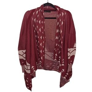 Cardigan Size S/M Burgundy & Cream Fall Autumn Transition Wrap Fall Festival